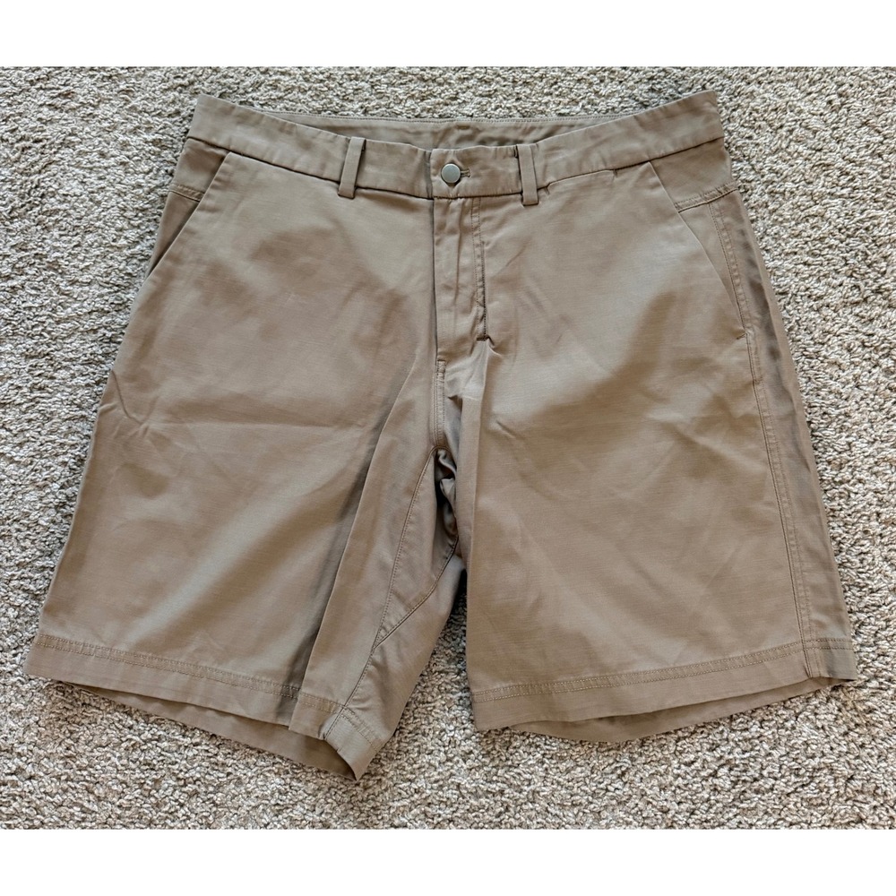 Lululemon Commission Short 9 Warpstreme Tan Khaki Mens 34 LM7927S